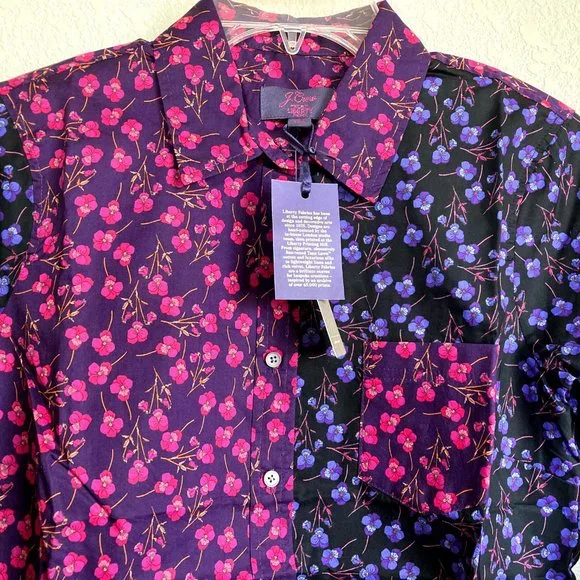 NEW J Crew Liberty Mixed Floral Perfect Shirt Eggplant Purple NWT 2 4 - Picture 5 of 11